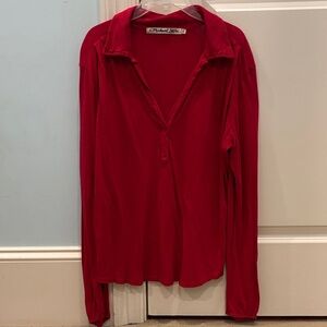 Michael Stars Bold Red Button Down Shirt